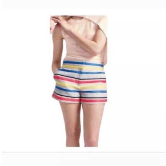 J. Crew Women's Jacquard Basketweave Colorful Striped Shorts Size 6 NWT - Picture 4 of 16